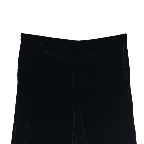 IVY JANE Pants Crushed Velvet Silk Blend Crop Palazzo Wide Leg Black - Picture 3 of 7